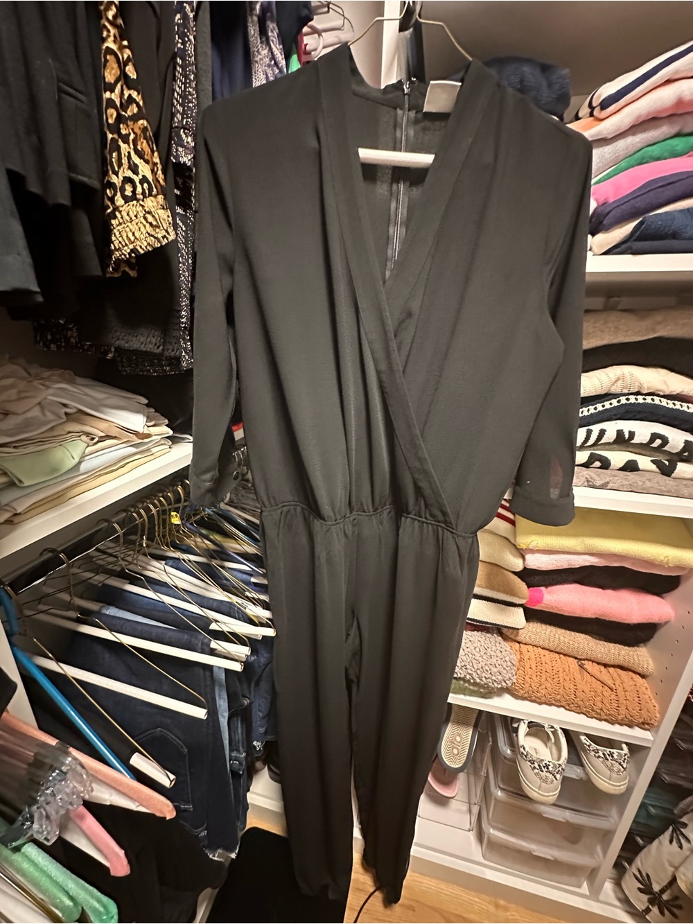 CAbi Black Wrap-Front Jumpsuit